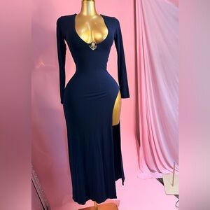 Sky Elegant Navy Blue Long Sleeve Dress